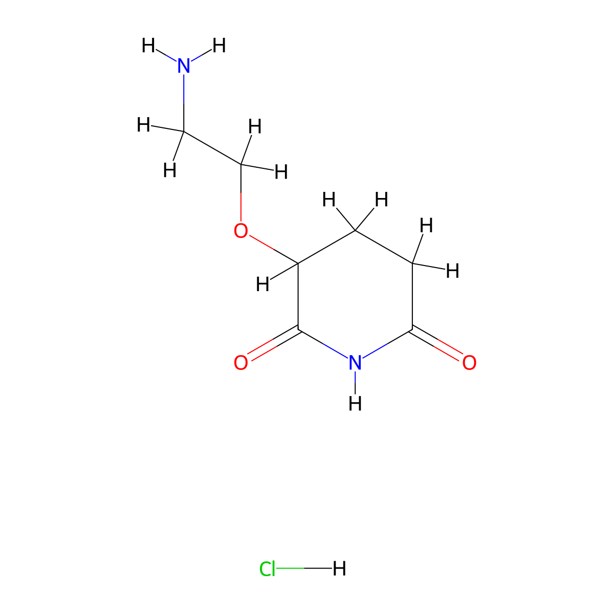 3-(2-Aminoethoxy)piperidine-2,6-dione hydrochloride molecular structure, CAS 2995280-71-0