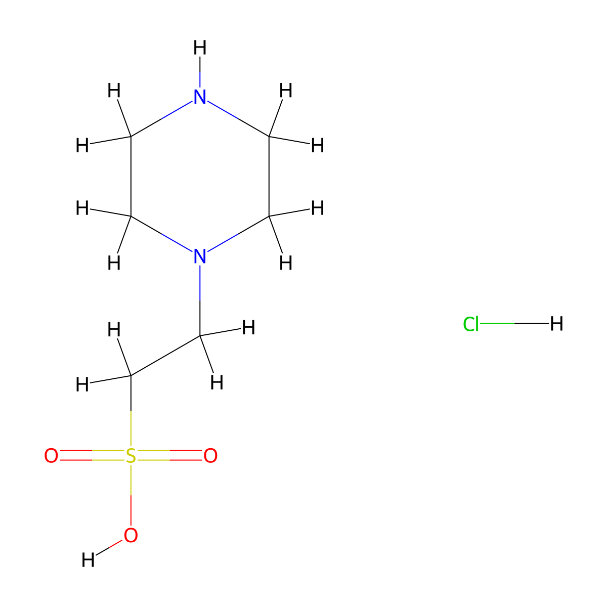 2-(Piperazin-1-yl)ethane-1-sulfonic acid hydrochloride molecular structure, CAS 2995280-73-2