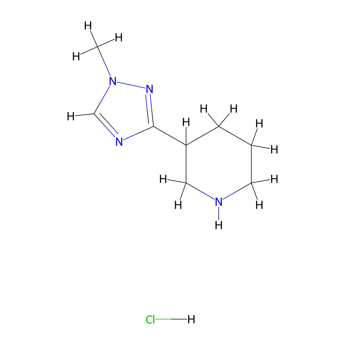 3-(1-methyl-1H-1,2,4-triazol-3-yl)piperidine hydrochloride molecular structure, CAS 2995280-75-4