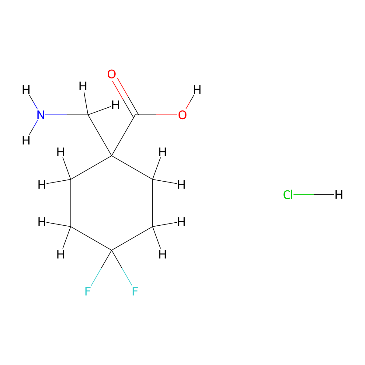 1-(Aminomethyl)-4,4-difluorocyclohexane-1-carboxylic acid hydrochloride molecular structure, CAS 2995280-78-7