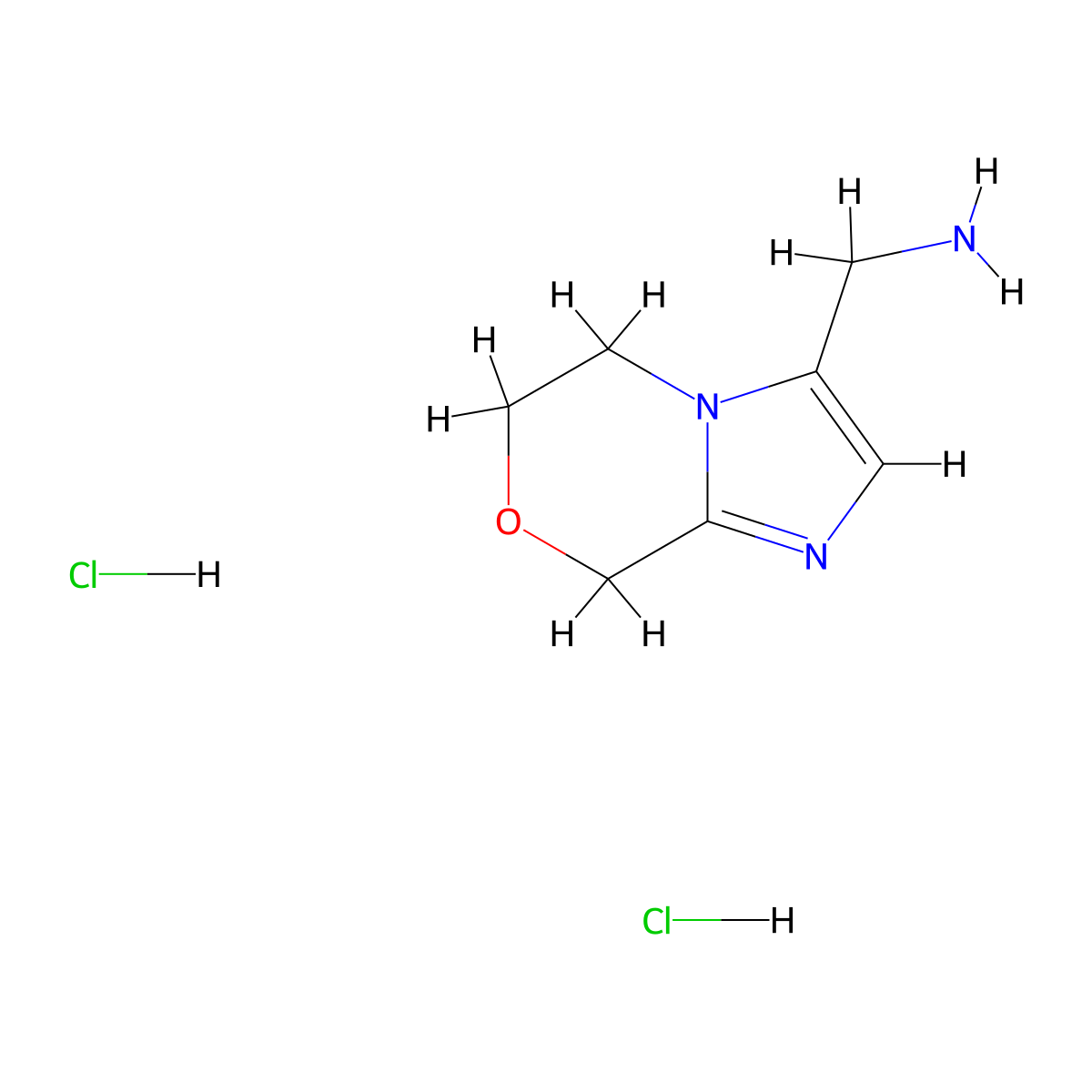 6,8-dihydro-5H-imidazo[2,1-c][1,4]oxazin-3-ylmethanamine;dihydrochloride molecular structure, CAS 2995280-88-9