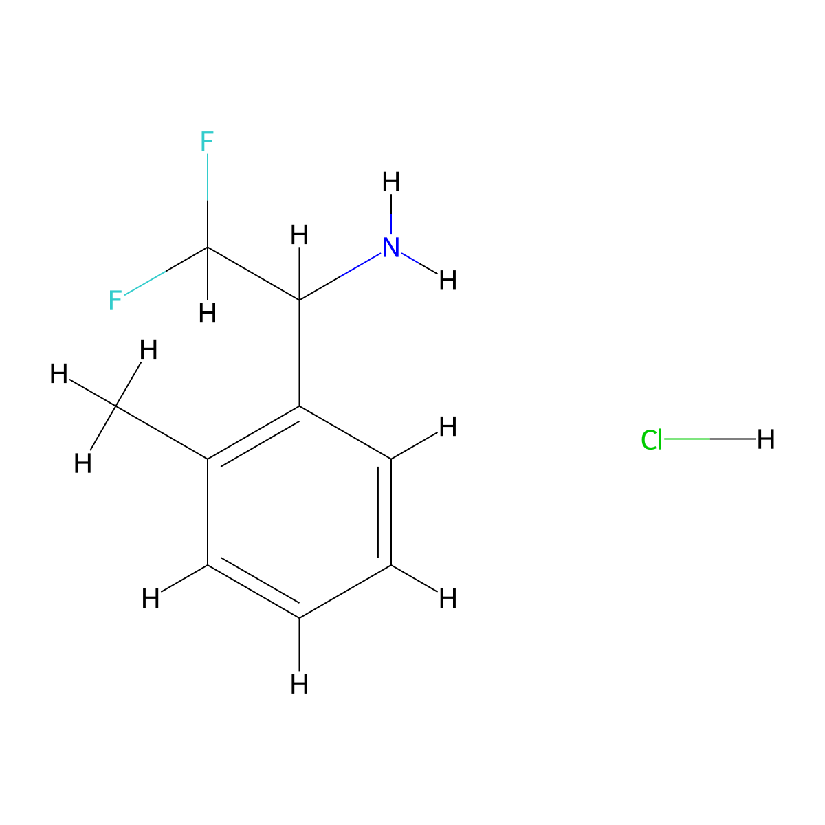 2,2-Difluoro-1-(2-methylphenyl)ethanamine;hydrochloride molecular structure, CAS 2995280-90-3