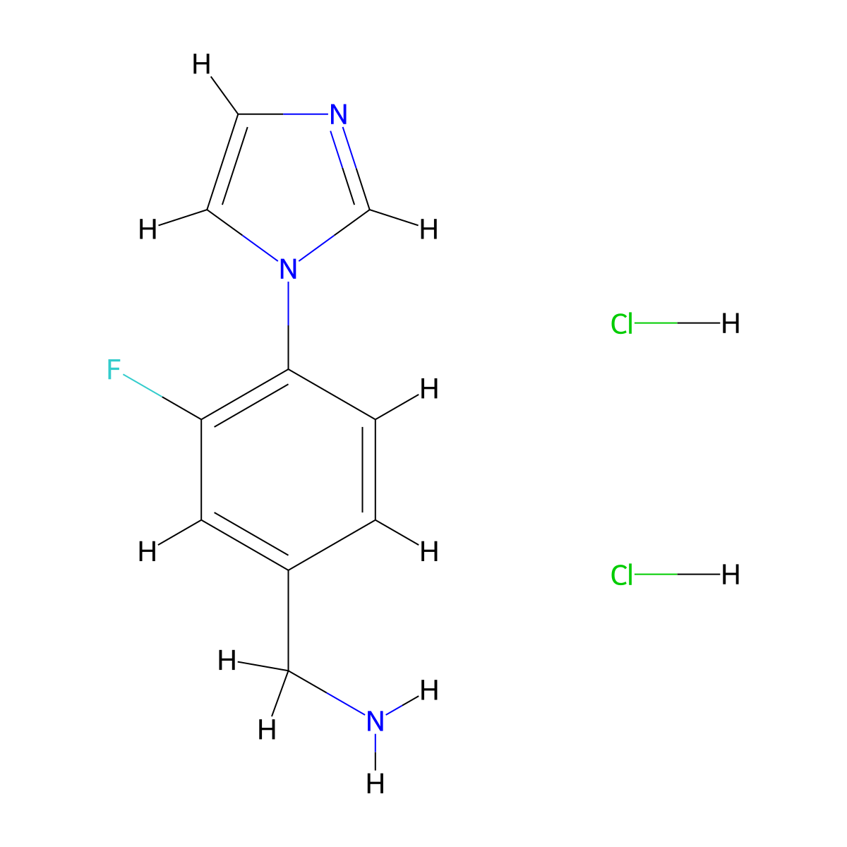 (3-Fluoro-4-imidazol-1-ylphenyl)methanamine;dihydrochloride molecular structure, CAS 2995280-96-9