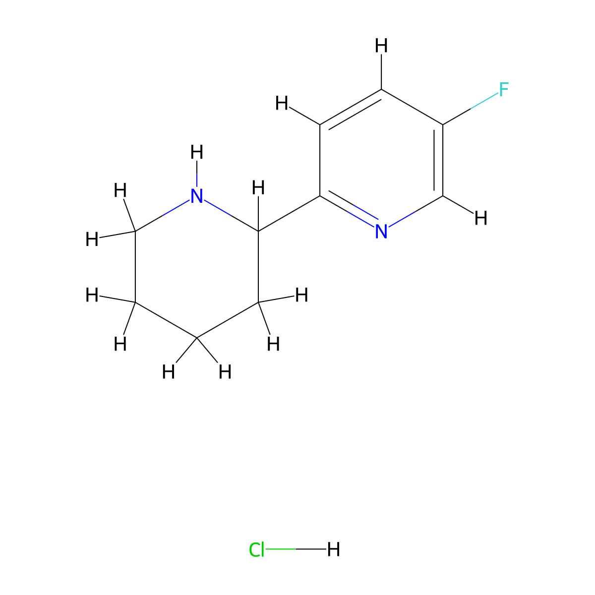 5-Fluoro-2-(piperidin-2-yl)pyridine hydrochloride molecular structure, CAS 2995281-00-8
