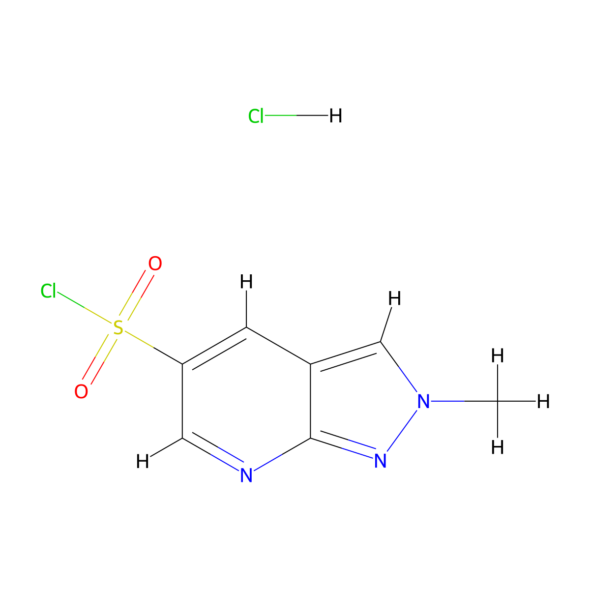 2-methyl-2H-pyrazolo[3,4-b]pyridine-5-sulfonyl chloride hydrochloride molecular structure, CAS 2995281-01-9