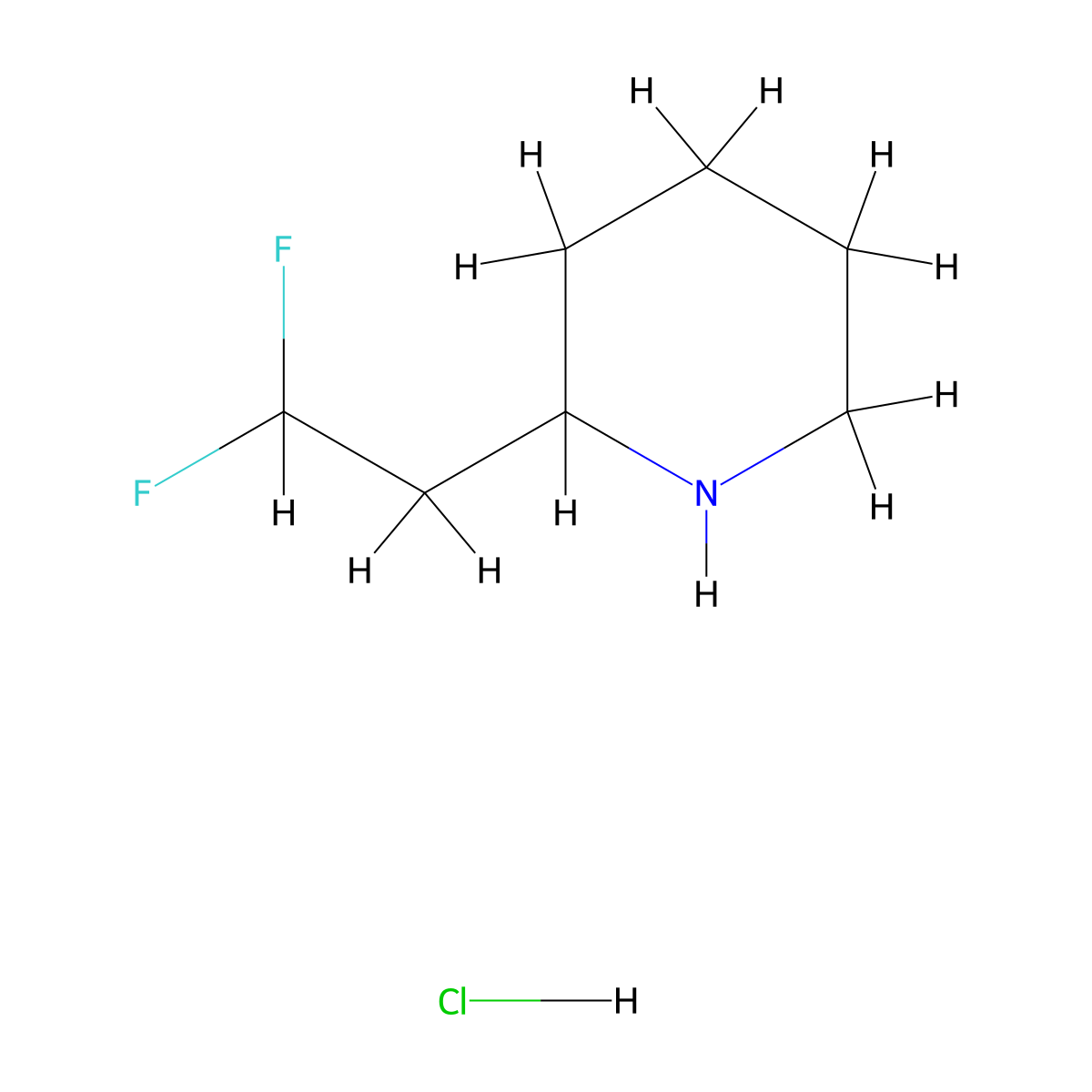 2-(2,2-Difluoroethyl)piperidine hydrochloride molecular structure, CAS 2995281-07-5