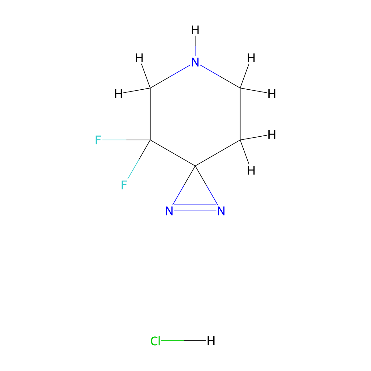 4,4-Difluoro-1,2,6-triazaspiro[2.5]oct-1-ene hydrochloride molecular structure, CAS 2995281-08-6