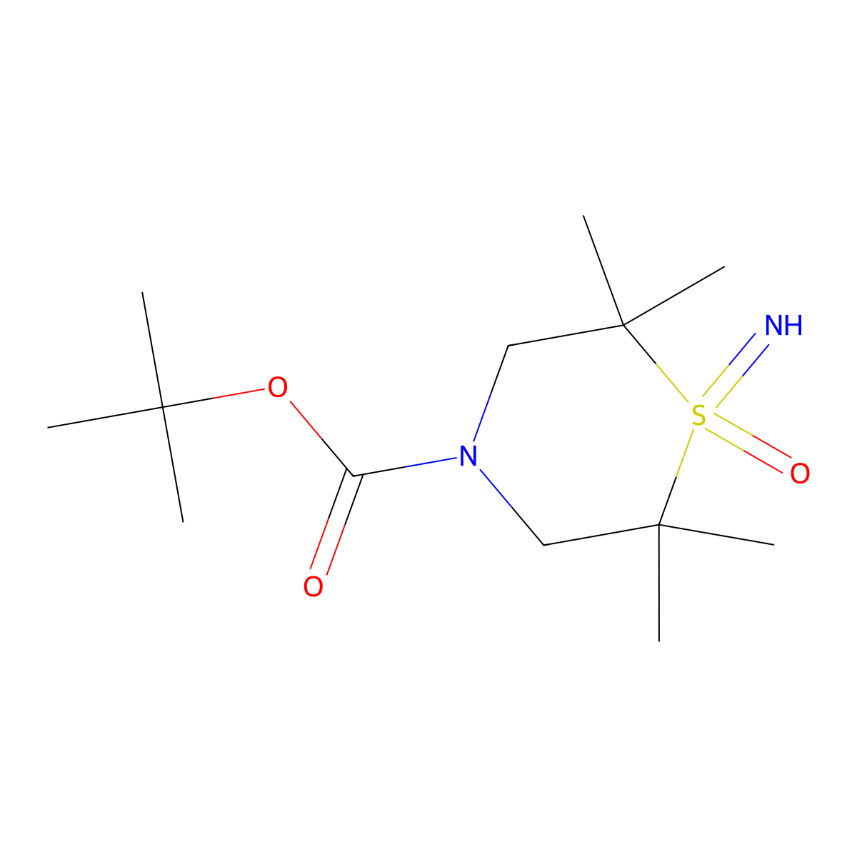 Tert-butyl 1-imino-2,2,6,6-tetramethyl-1-oxo-1lambda6-thiomorpholine-4-carboxylate molecular structure, CAS 2995281-10-0