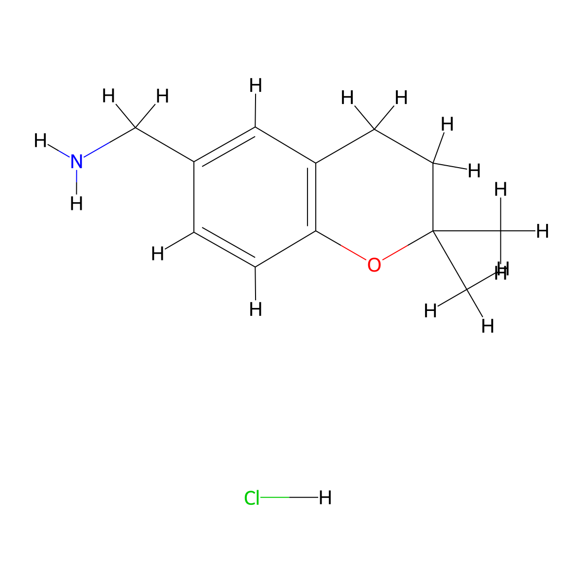 1-(2,2-dimethyl-3,4-dihydro-2H-1-benzopyran-6-yl)methanamine hydrochloride molecular structure, CAS 2995281-39-3