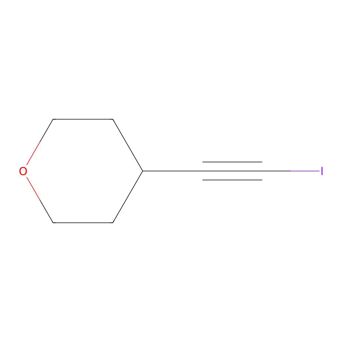 4-(2-Iodoethynyl)oxane molecular structure, CAS 2995281-57-5