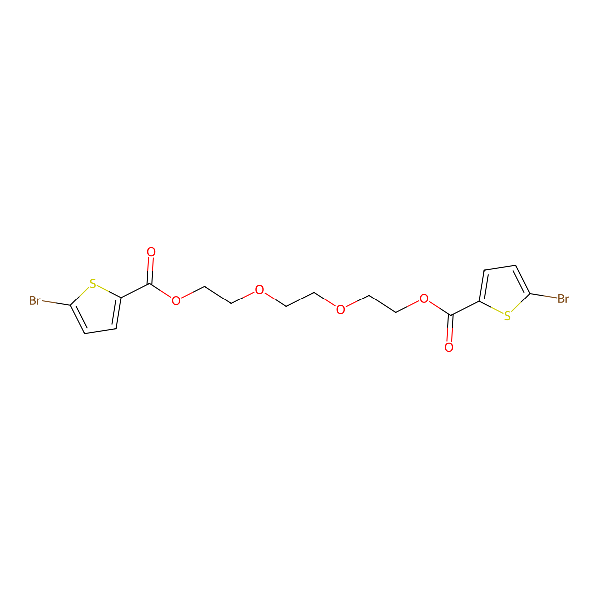 (Ethane-1,2-diylbis(oxy))bis(ethane-2,1-diyl) bis(5-bromothiophene-2-carboxylate) molecular structure, CAS 2995281-74-6