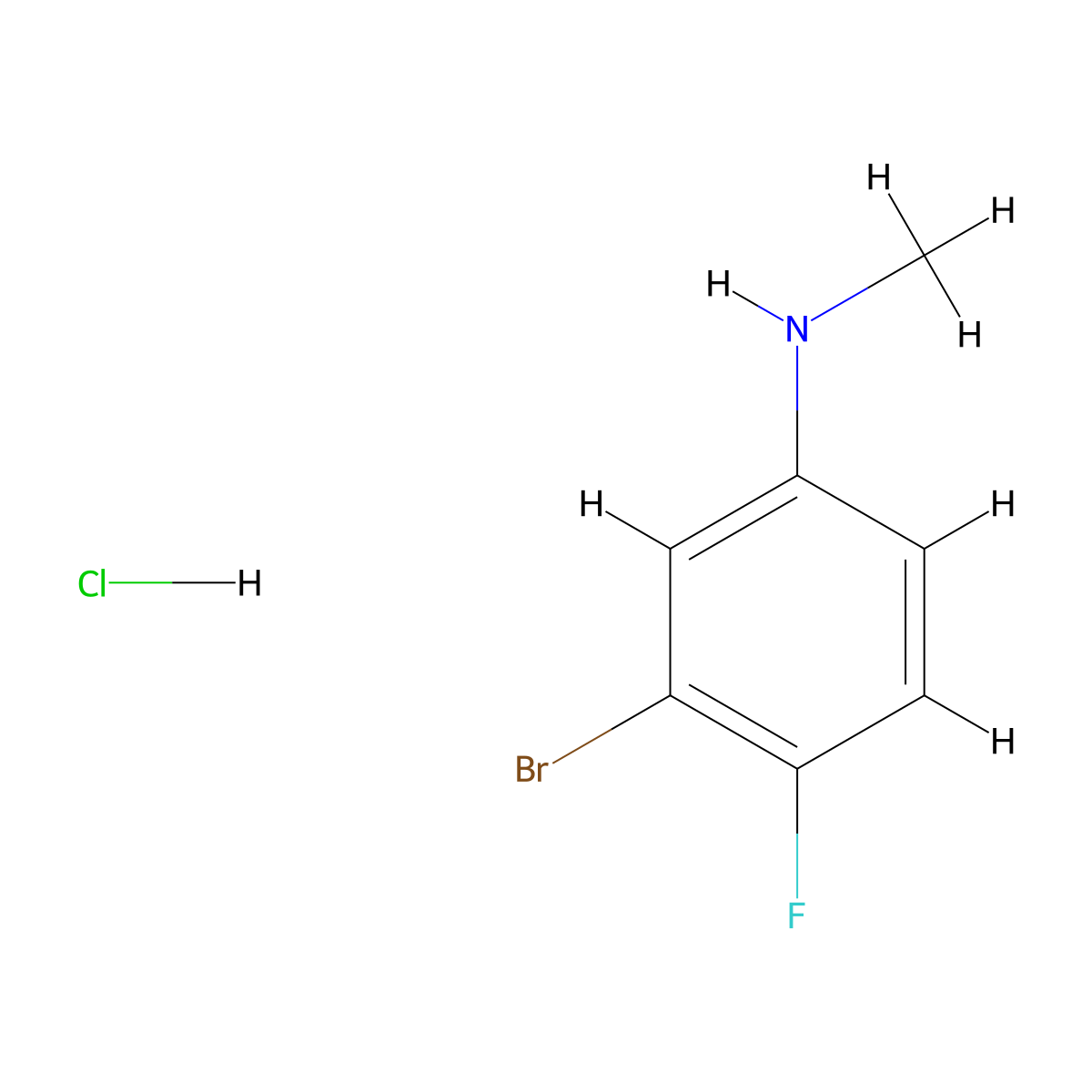 3-bromo-4-fluoro-N-methylaniline hydrochloride molecular structure, CAS 2995281-77-9
