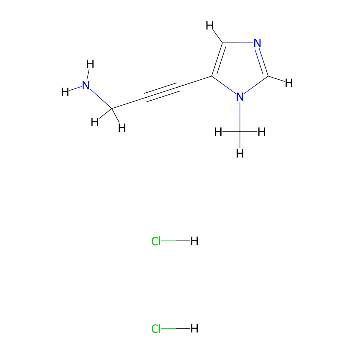 3-(1-Methyl-1H-imidazol-5-YL)-2-propyn-1-amine (dihydrochloride) molecular structure, CAS 2995281-82-6