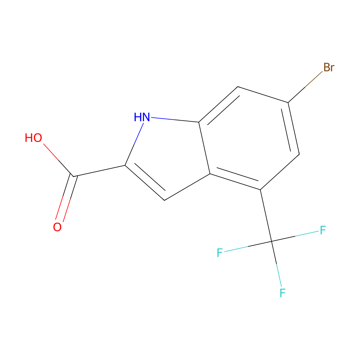 6-bromo-4-(trifluoromethyl)-1H-indole-2-carboxylic acid molecular structure, CAS 2995281-90-6