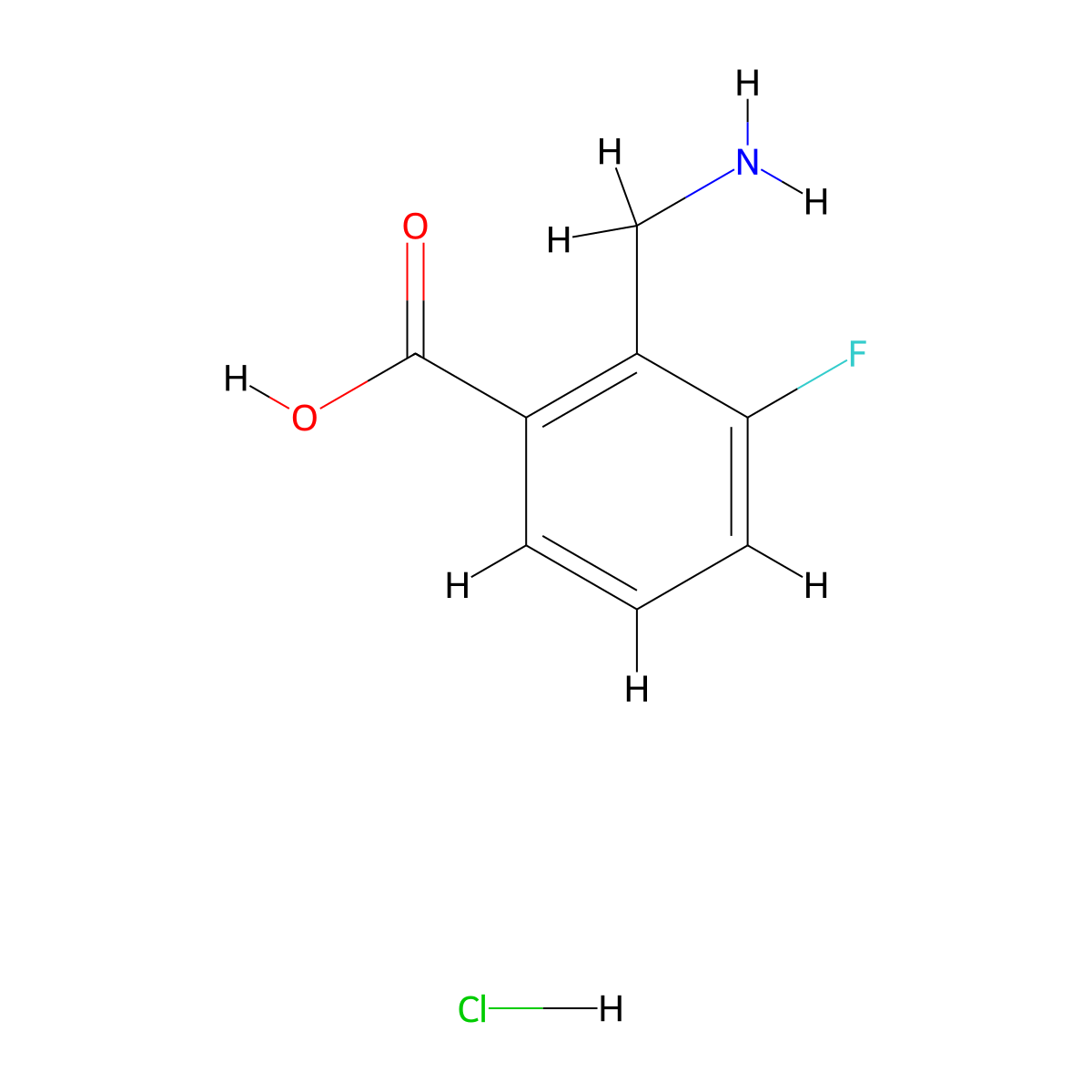 2-(Aminomethyl)-3-fluorobenzoic acid hydrochloride molecular structure, CAS 2995281-95-1