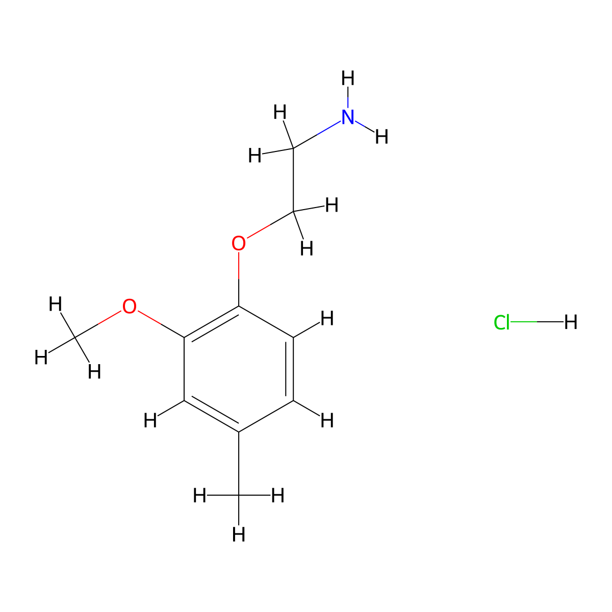 2-(2-Methoxy-4-methylphenoxy)ethan-1-amine hydrochloride molecular structure, CAS 2995281-98-4