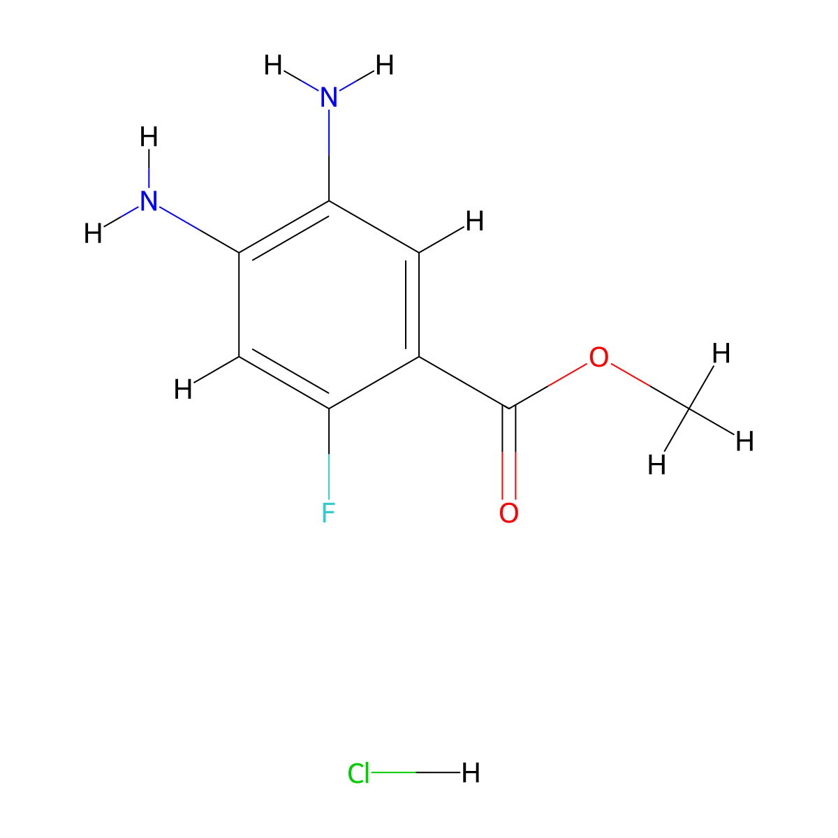 Methyl 4,5-diamino-2-fluorobenzoate hydrochloride molecular structure, CAS 2995282-14-7