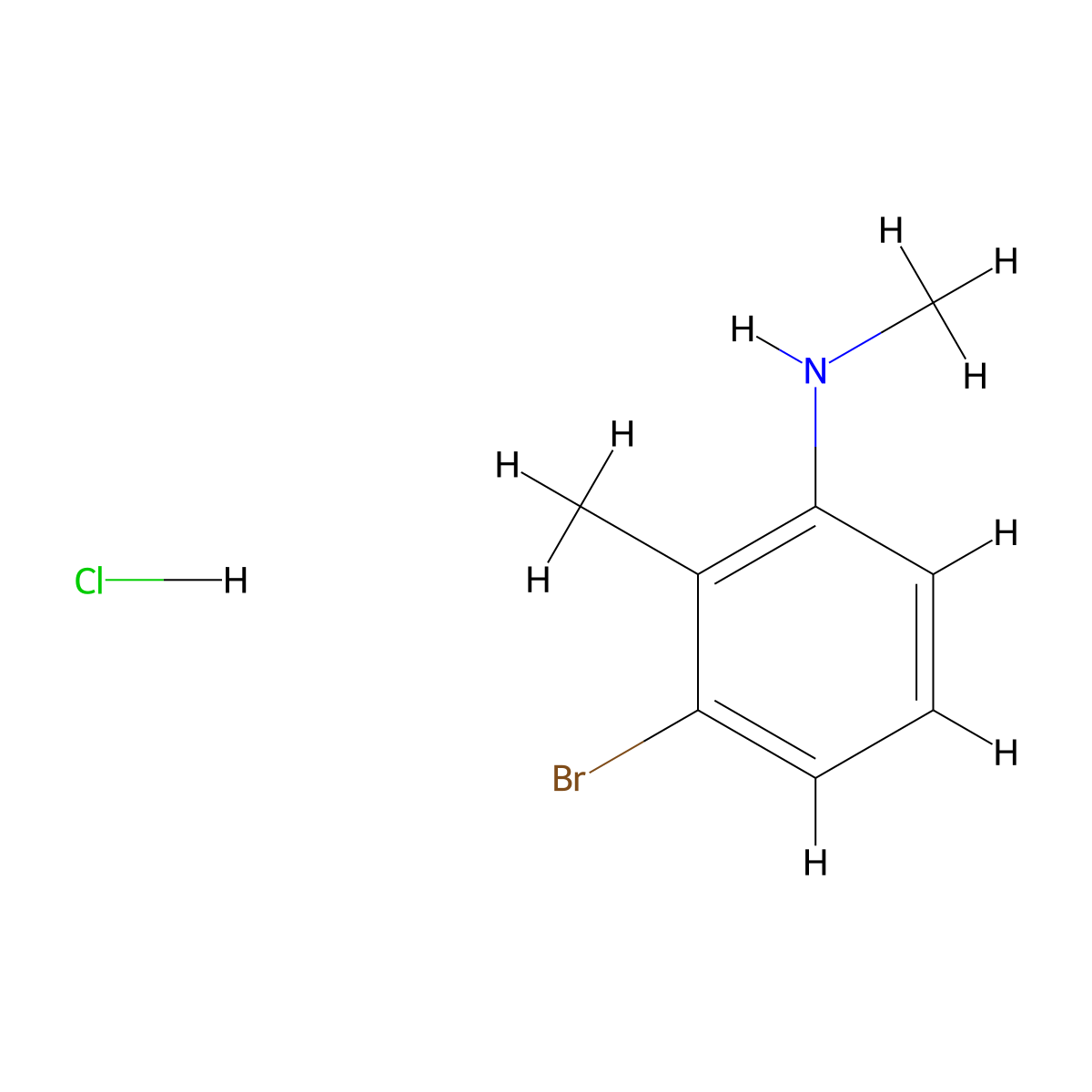 3-bromo-N,2-dimethylaniline hydrochloride molecular structure, CAS 2995282-36-3