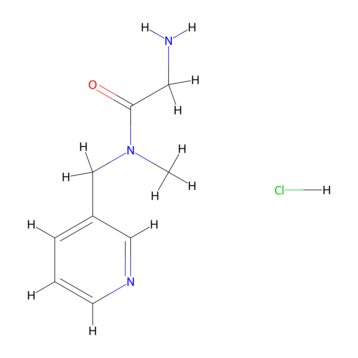 2-amino-N-methyl-N-[(pyridin-3-yl)methyl]acetamide hydrochloride molecular structure, CAS 2995282-38-5