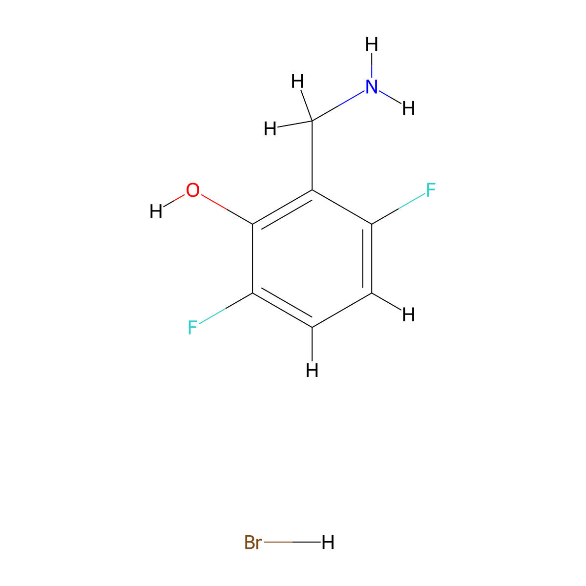 2-(Aminomethyl)-3,6-difluorophenol hydrobromide molecular structure, CAS 2995282-41-0