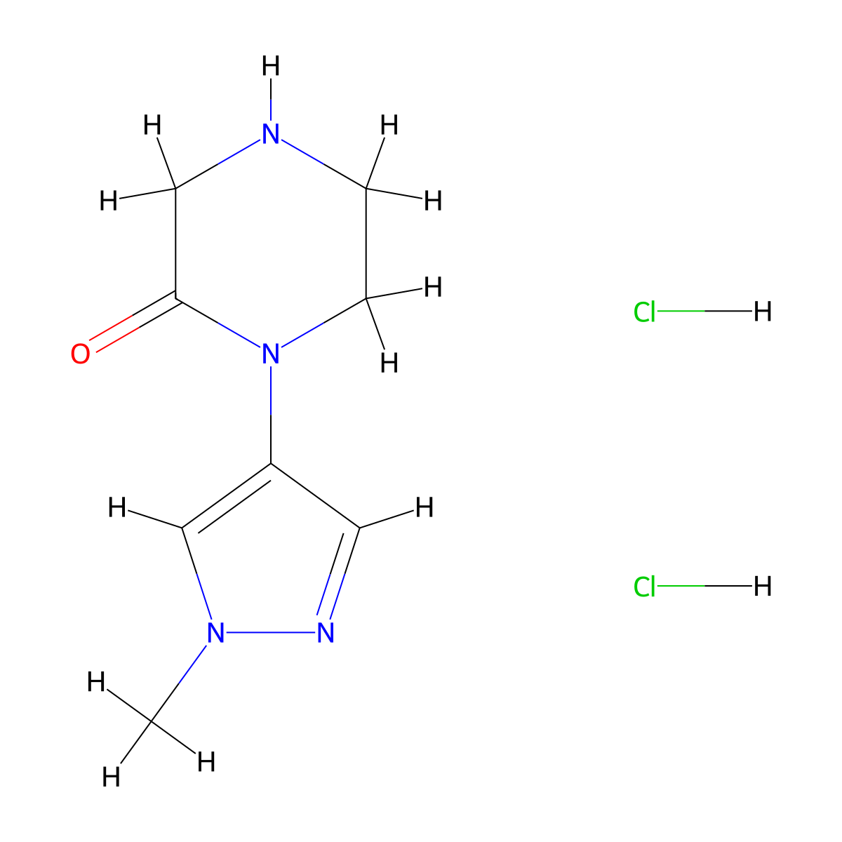 1-(1-methyl-1H-pyrazol-4-yl)piperazin-2-one dihydrochloride molecular structure, CAS 2995282-58-9
