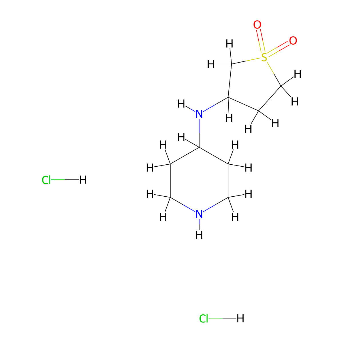 3-[(Piperidin-4-yl)amino]-1lambda6-thiolane-1,1-dione dihydrochloride molecular structure, CAS 2995282-65-8