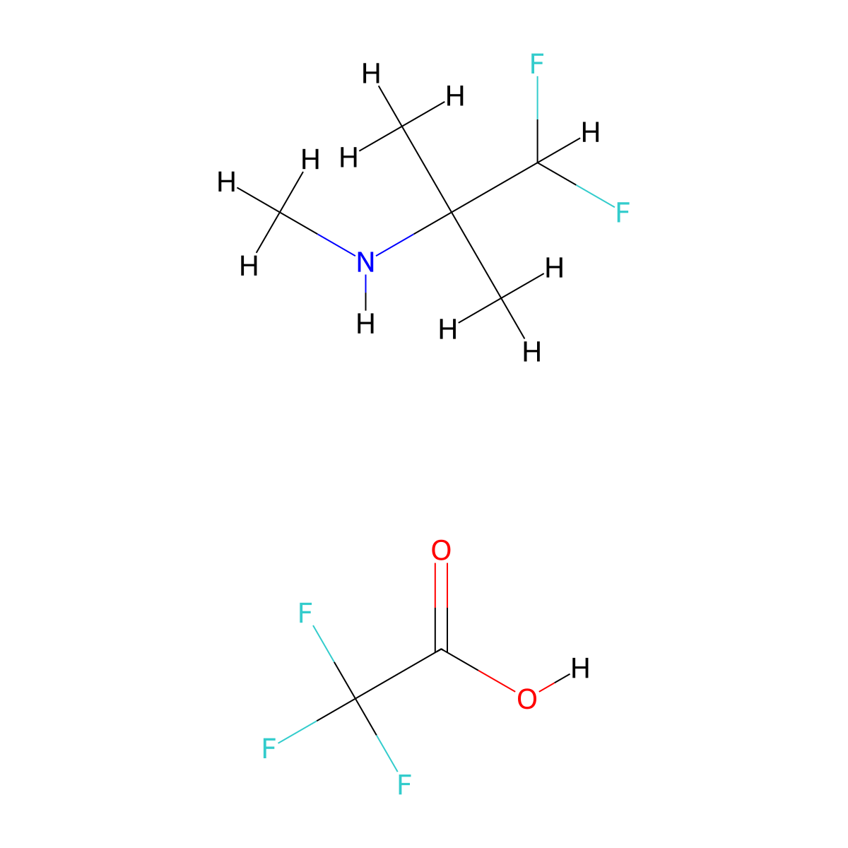 (1,1-Difluoro-2-methylpropan-2-yl)(methyl)amine, trifluoroacetic acid molecular structure, CAS 2995282-72-7