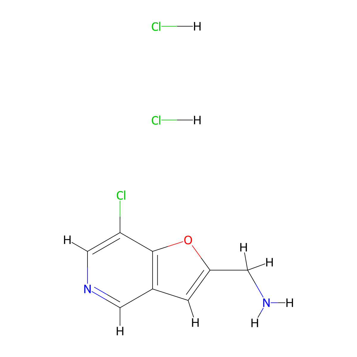 1-{7-Chlorofuro[3,2-c]pyridin-2-yl}methanamine dihydrochloride molecular structure, CAS 2995282-74-9