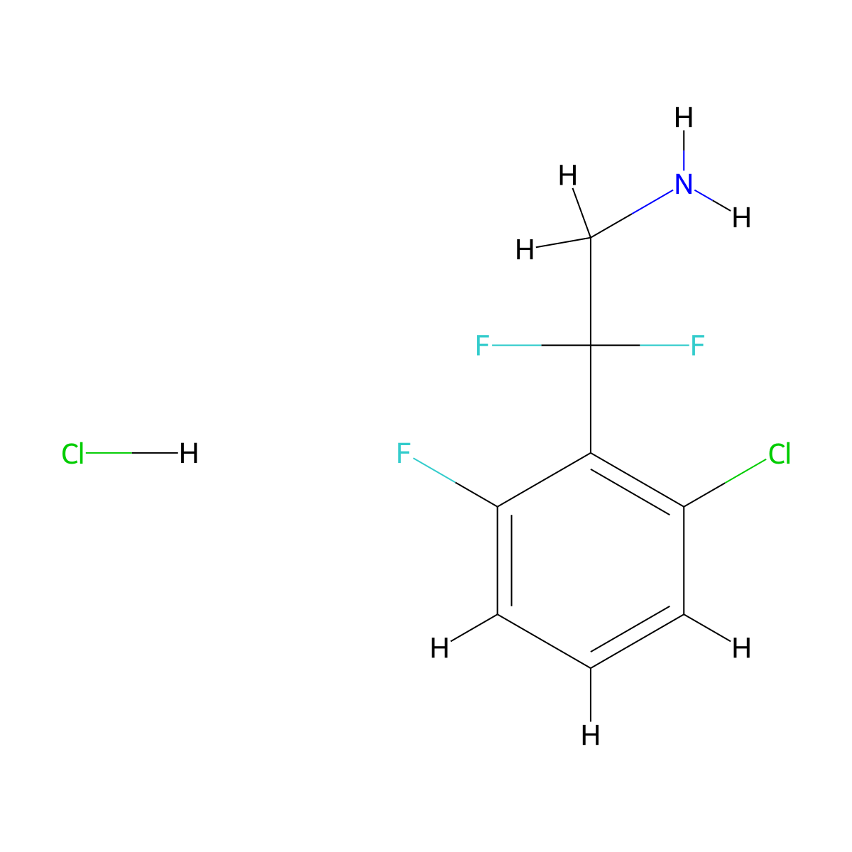 2-(2-Chloro-6-fluorophenyl)-2,2-difluoroethan-1-amine hydrochloride molecular structure, CAS 2995282-76-1