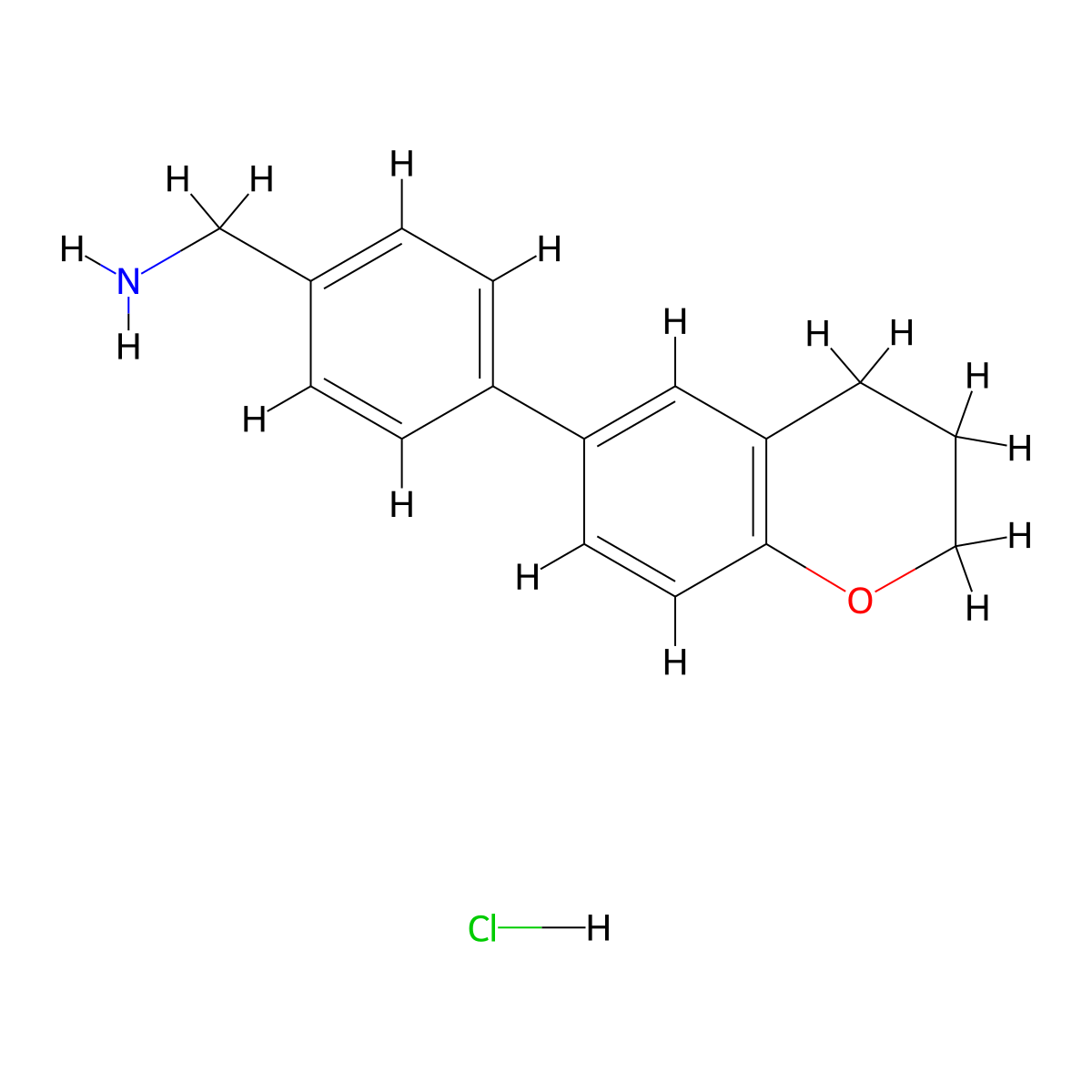 1-[4-(3,4-dihydro-2H-1-benzopyran-6-yl)phenyl]methanamine hydrochloride molecular structure, CAS 2995282-79-4