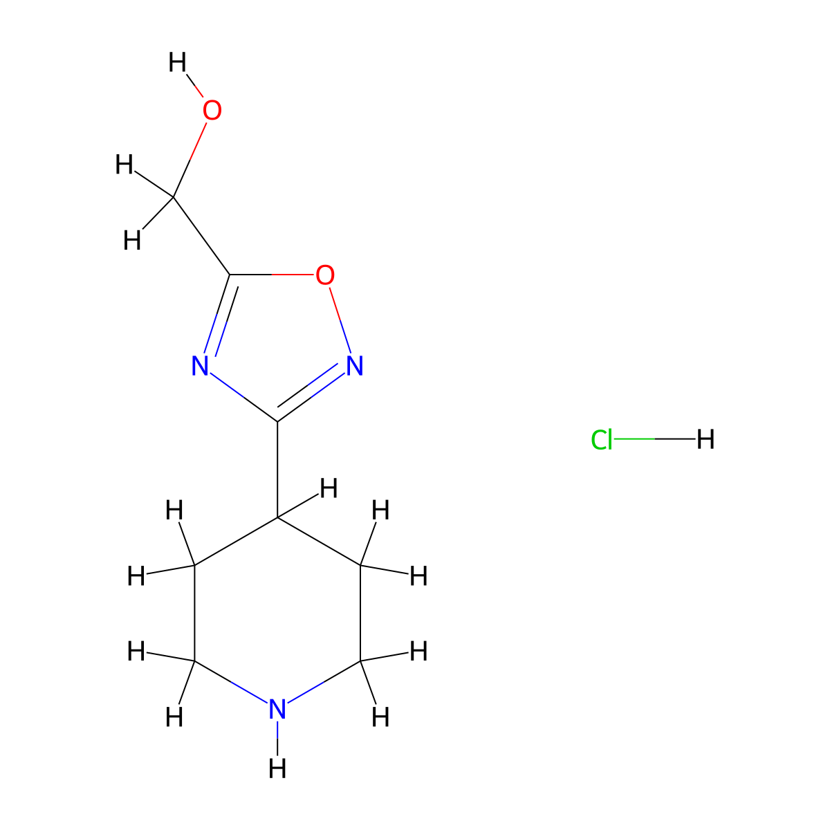 (3-Piperidin-4-yl-1,2,4-oxadiazol-5-yl)methanol;hydrochloride molecular structure, CAS 2995282-86-3