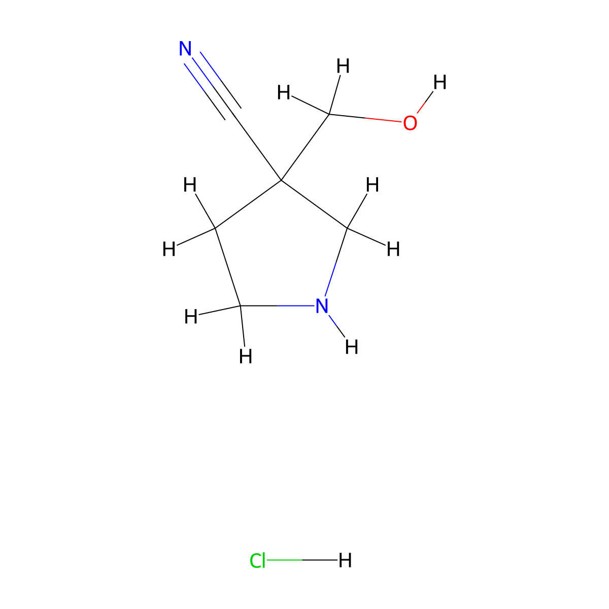 3-(Hydroxymethyl)pyrrolidine-3-carbonitrile hydrochloride molecular structure, CAS 2995282-89-6