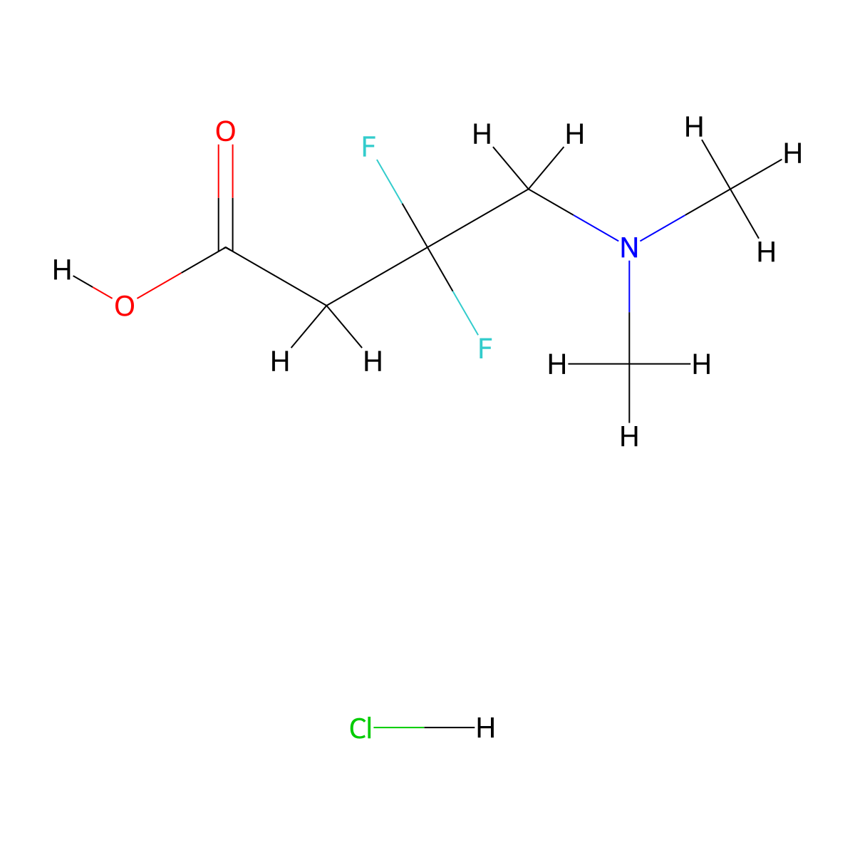4-(Dimethylamino)-3,3-difluorobutanoic acid;hydrochloride molecular structure, CAS 2995283-04-8