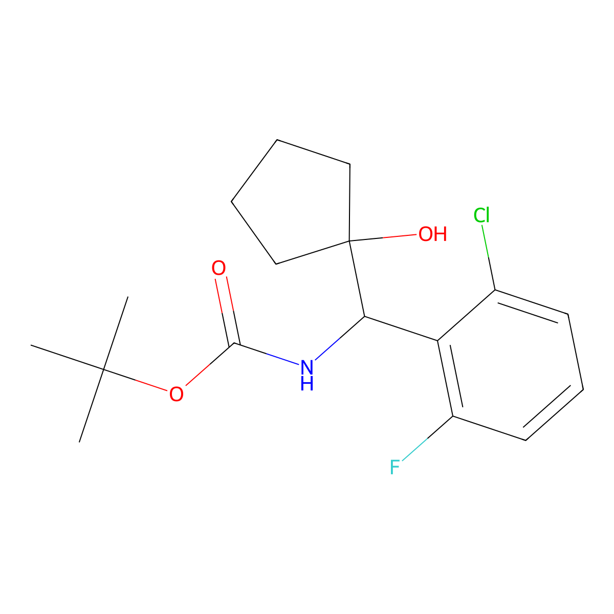 tert-butyl N-[(2-chloro-6-fluorophenyl)(1-hydroxycyclopentyl)methyl]carbamate molecular structure, CAS 2995283-10-6