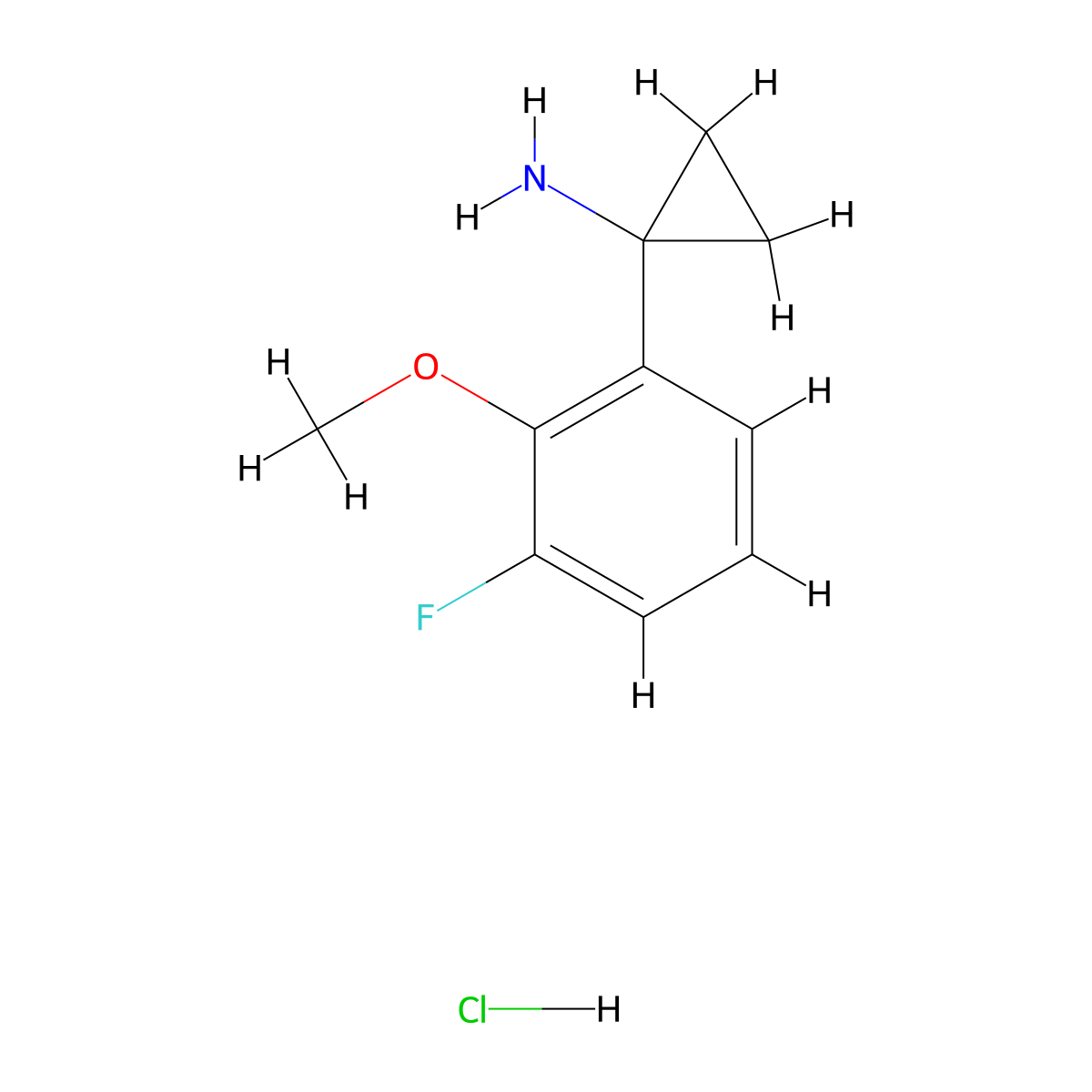 1-(3-Fluoro-2-methoxyphenyl)cyclopropan-1-amine hydrochloride molecular structure, CAS 2995283-13-9