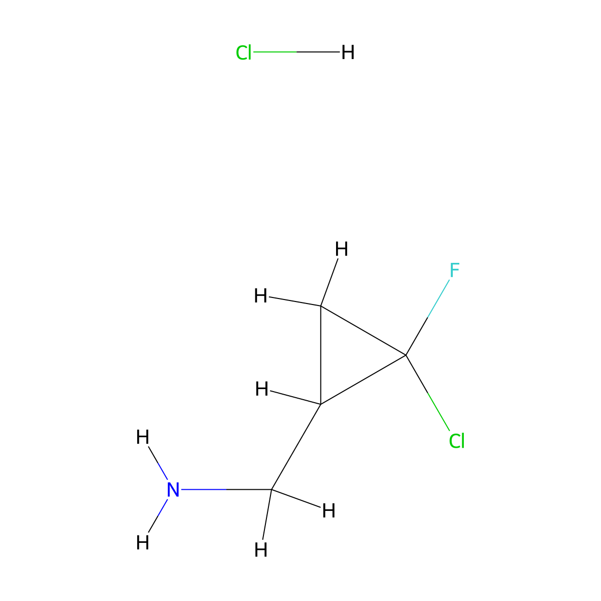 1-(2-Chloro-2-fluorocyclopropyl)methanamine hydrochloride molecular structure, CAS 2995283-20-8