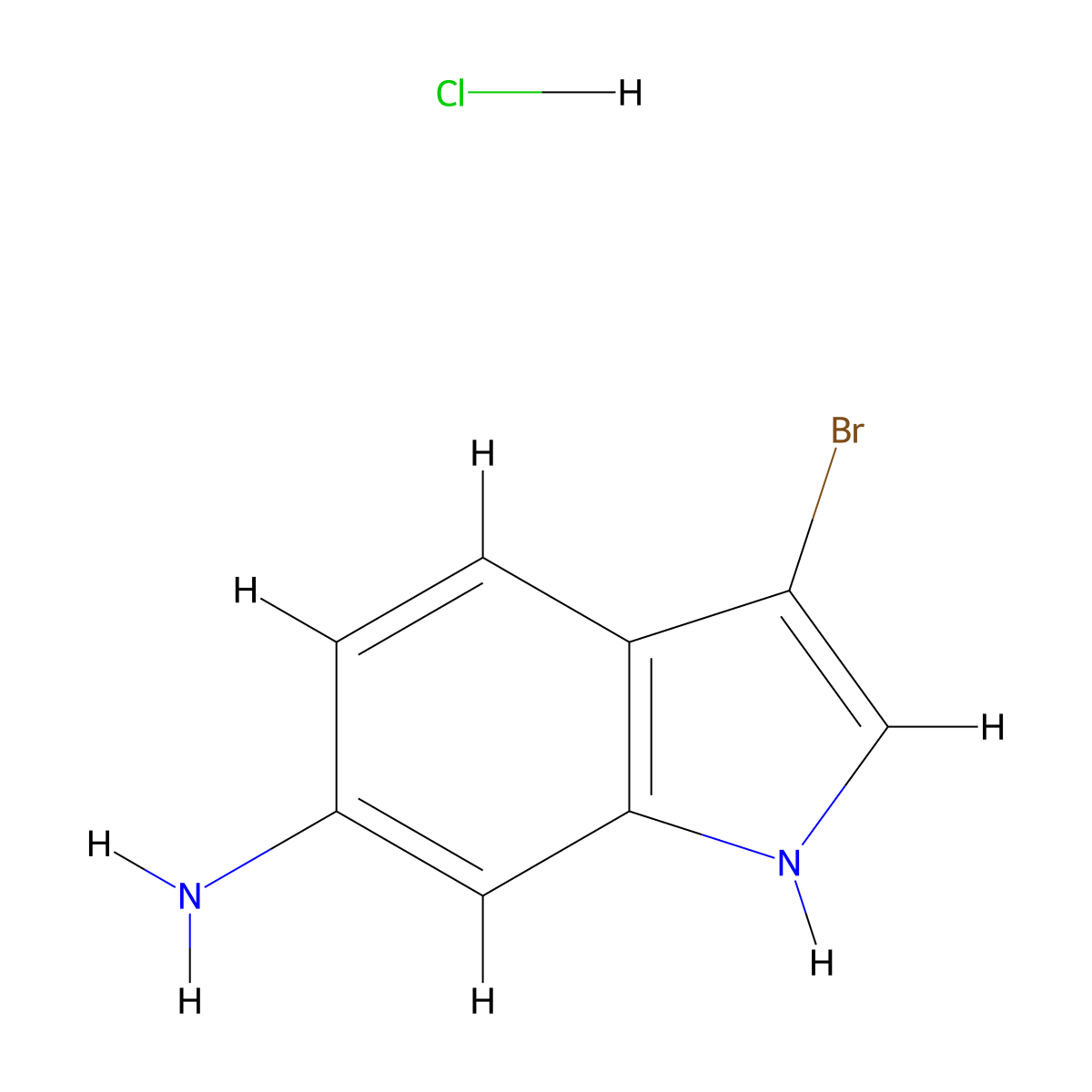 3-bromo-1H-indol-6-amine;hydrochloride molecular structure, CAS 2995283-22-0