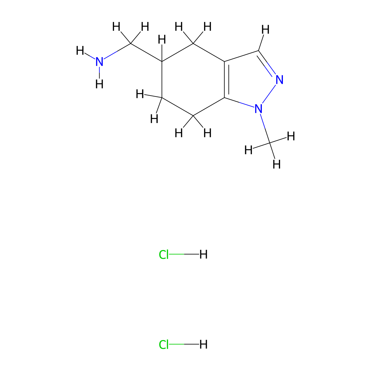 1-(1-methyl-4,5,6,7-tetrahydro-1H-indazol-5-yl)methanamine dihydrochloride molecular structure, CAS 2995283-26-4