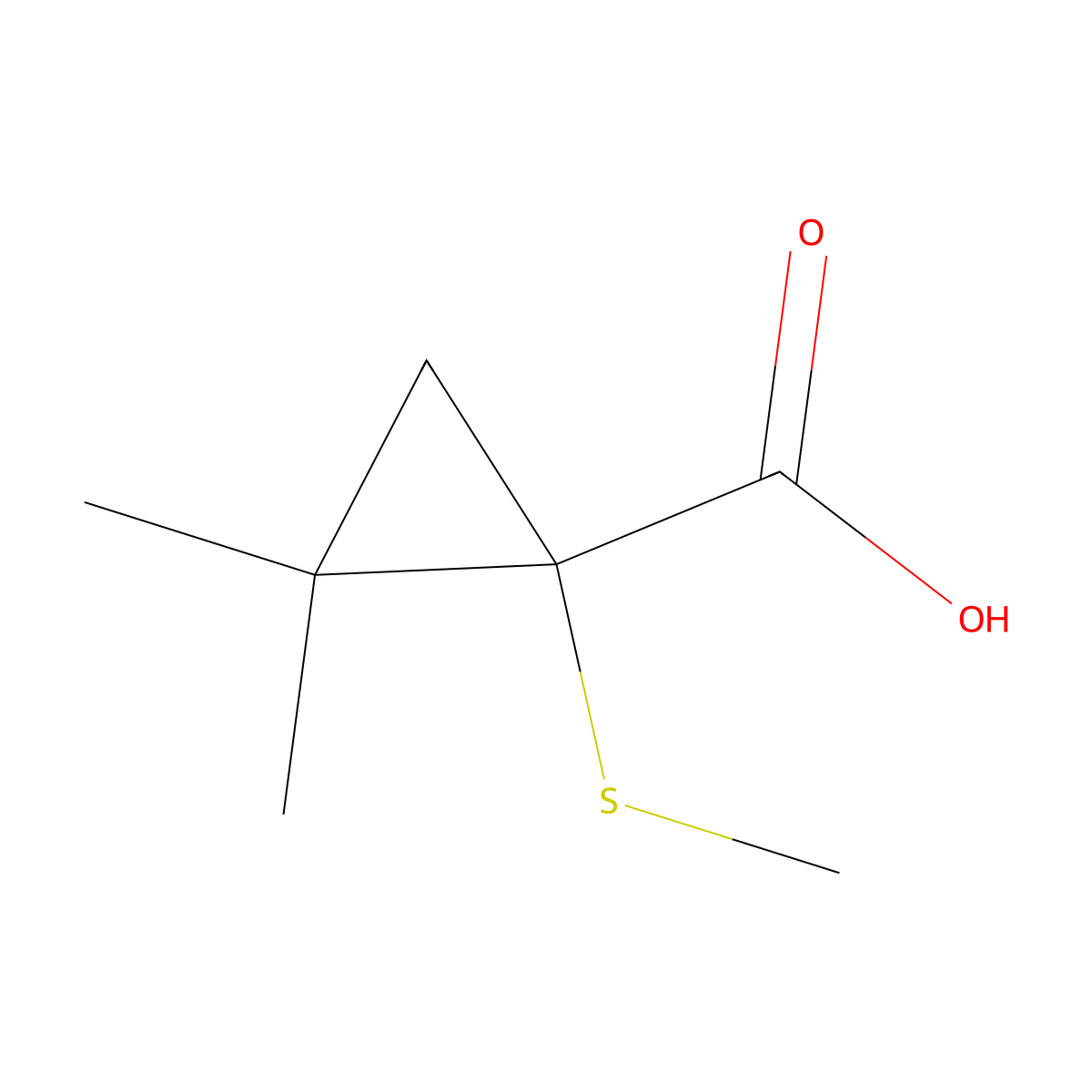 2,2-Dimethyl-1-(methylsulfanyl)cyclopropane-1-carboxylic acid molecular structure, CAS 2995283-34-4