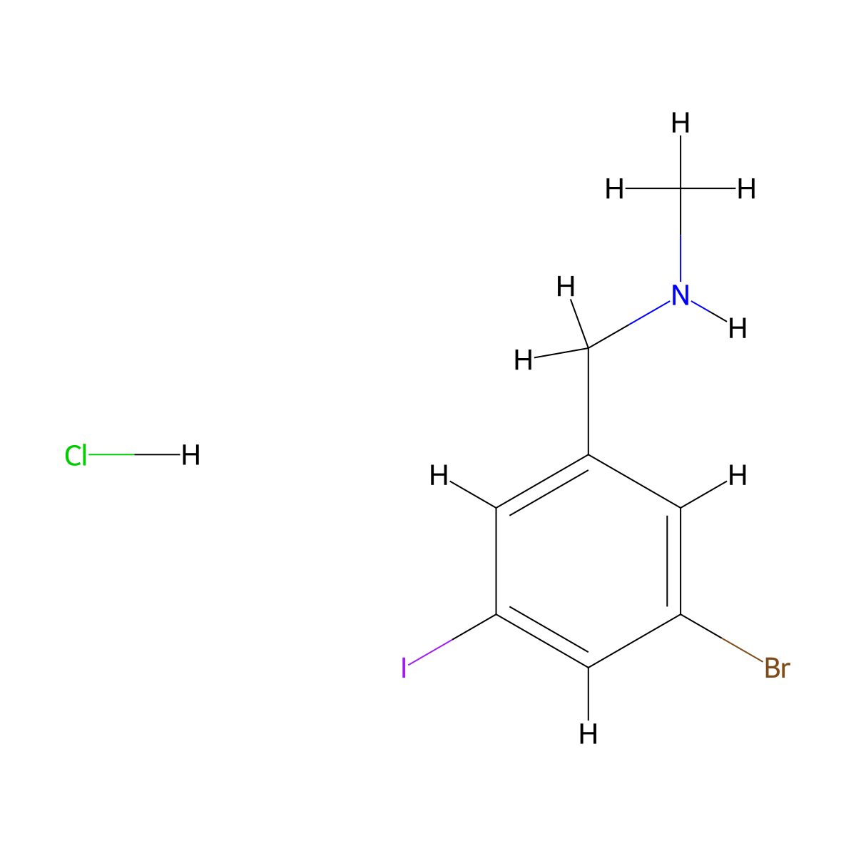 [(3-Bromo-5-iodophenyl)methyl](methyl)amine hydrochloride molecular structure, CAS 2995283-39-9