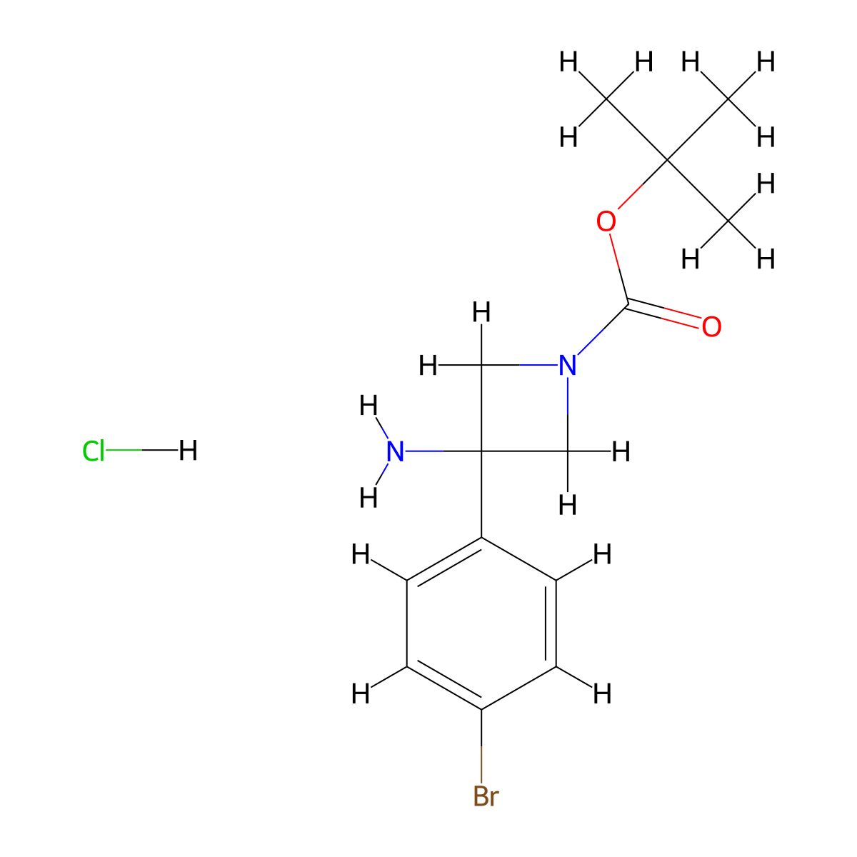 Tert-butyl 3-amino-3-(4-bromophenyl)azetidine-1-carboxylate hydrochloride molecular structure, CAS 2995283-45-7