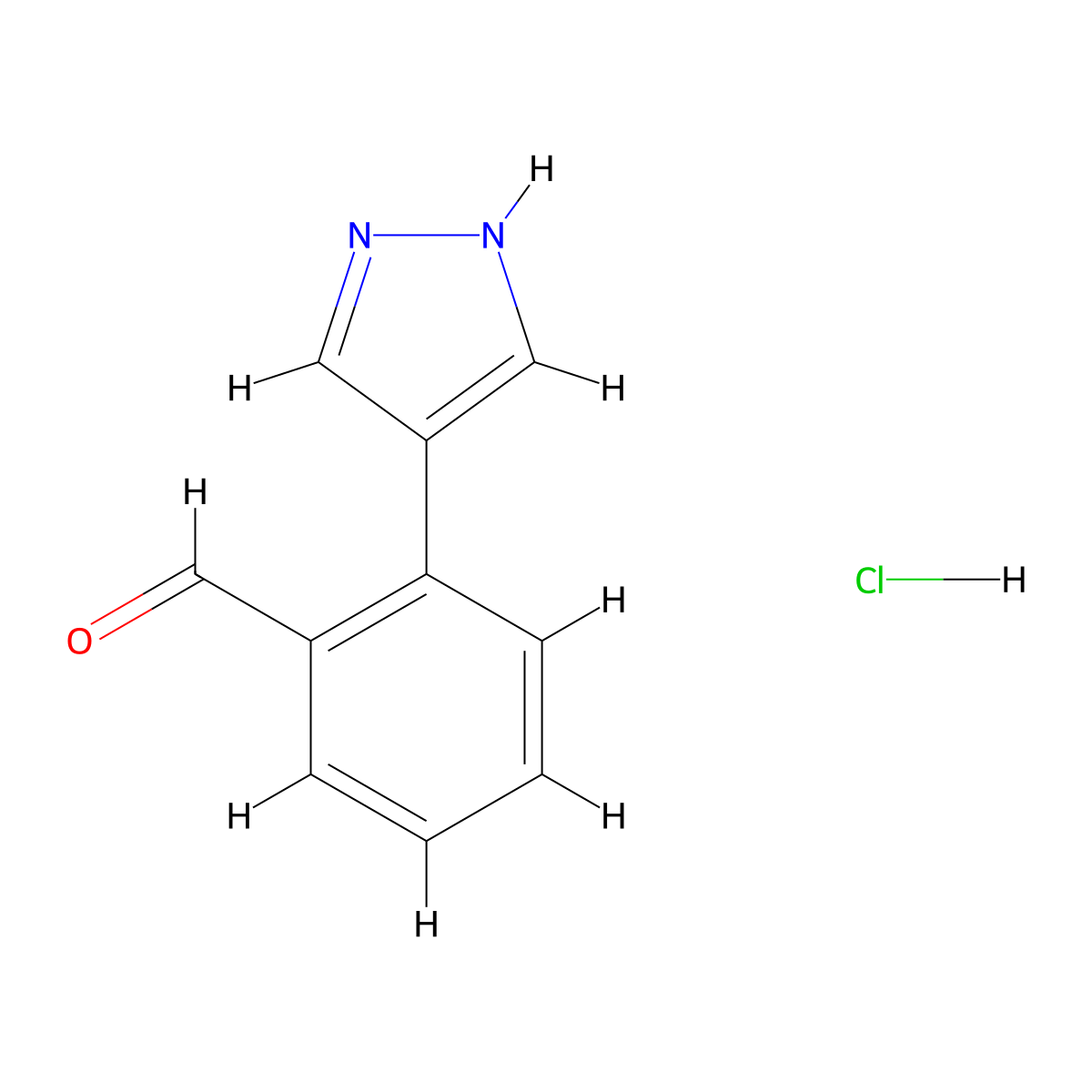2-(1H-pyrazol-4-yl)benzaldehyde hydrochloride molecular structure, CAS 2995283-51-5