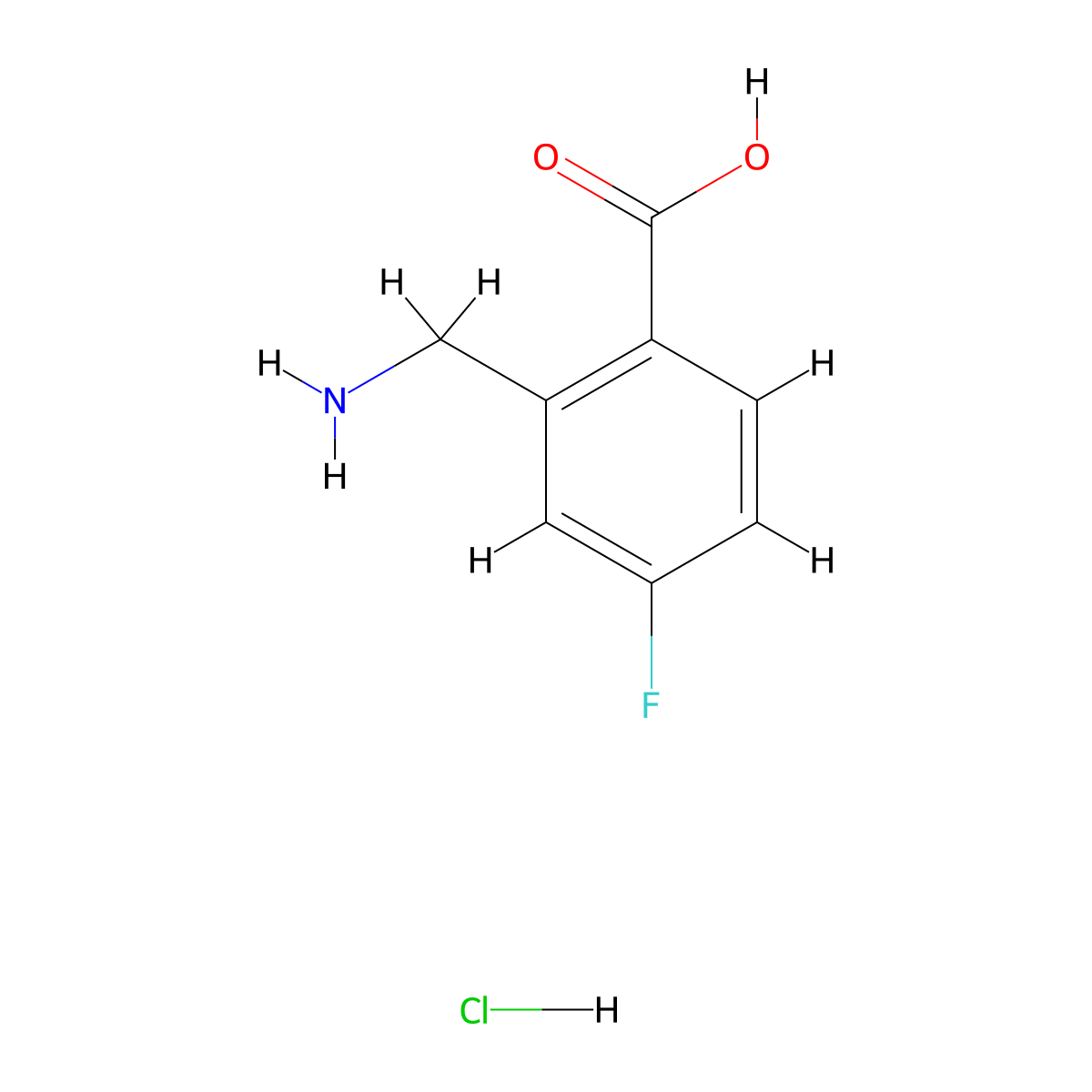 2-(Aminomethyl)-4-fluorobenzoic acid hydrochloride molecular structure, CAS 2995283-53-7