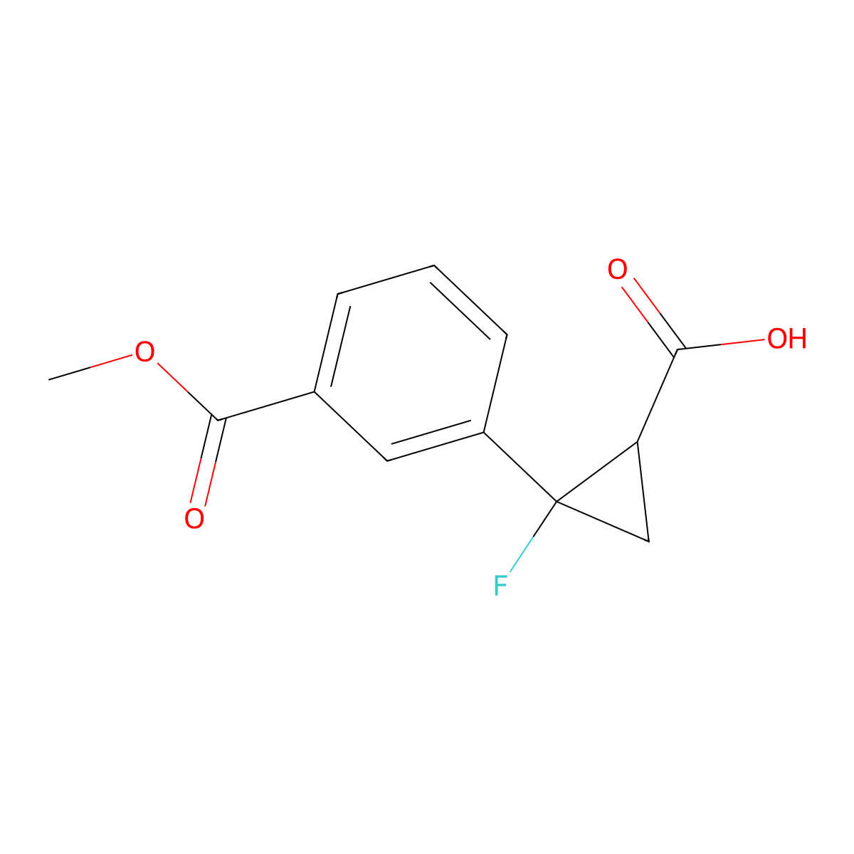 2-Fluoro-2-[3-(methoxycarbonyl)phenyl]cyclopropane-1-carboxylic acid molecular structure, CAS 2995283-72-0