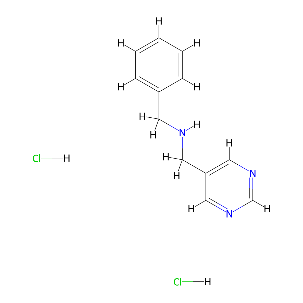 Benzyl[(pyrimidin-5-yl)methyl]amine dihydrochloride molecular structure, CAS 2995283-73-1