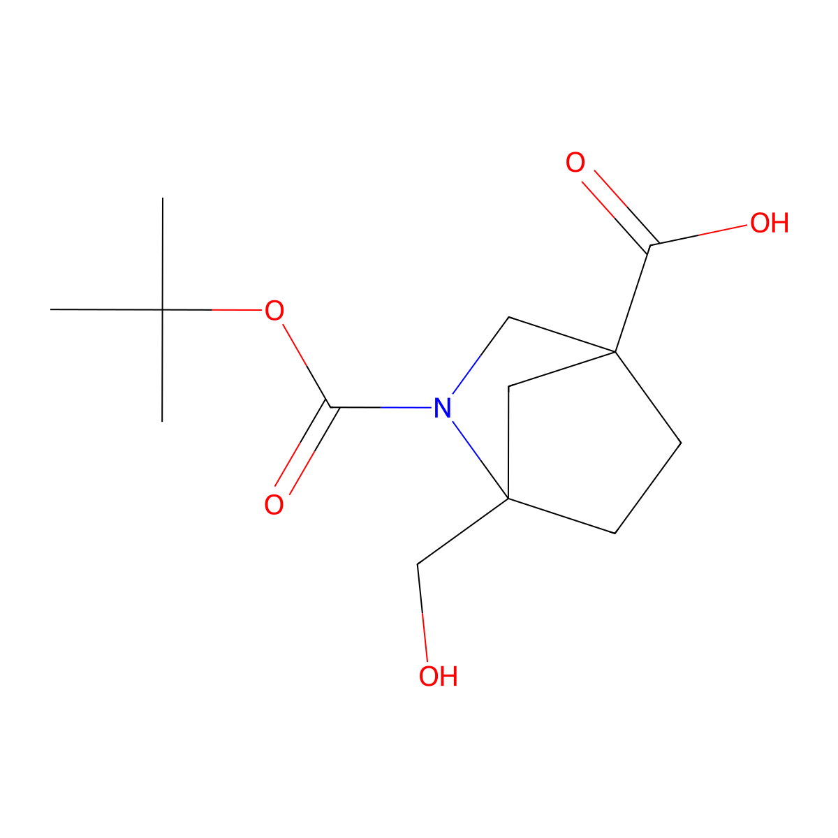 1-(Hydroxymethyl)-2-[(2-methylpropan-2-yl)oxycarbonyl]-2-azabicyclo[2.2.1]heptane-4-carboxylic acid molecular structure, CAS 2995283-75-3