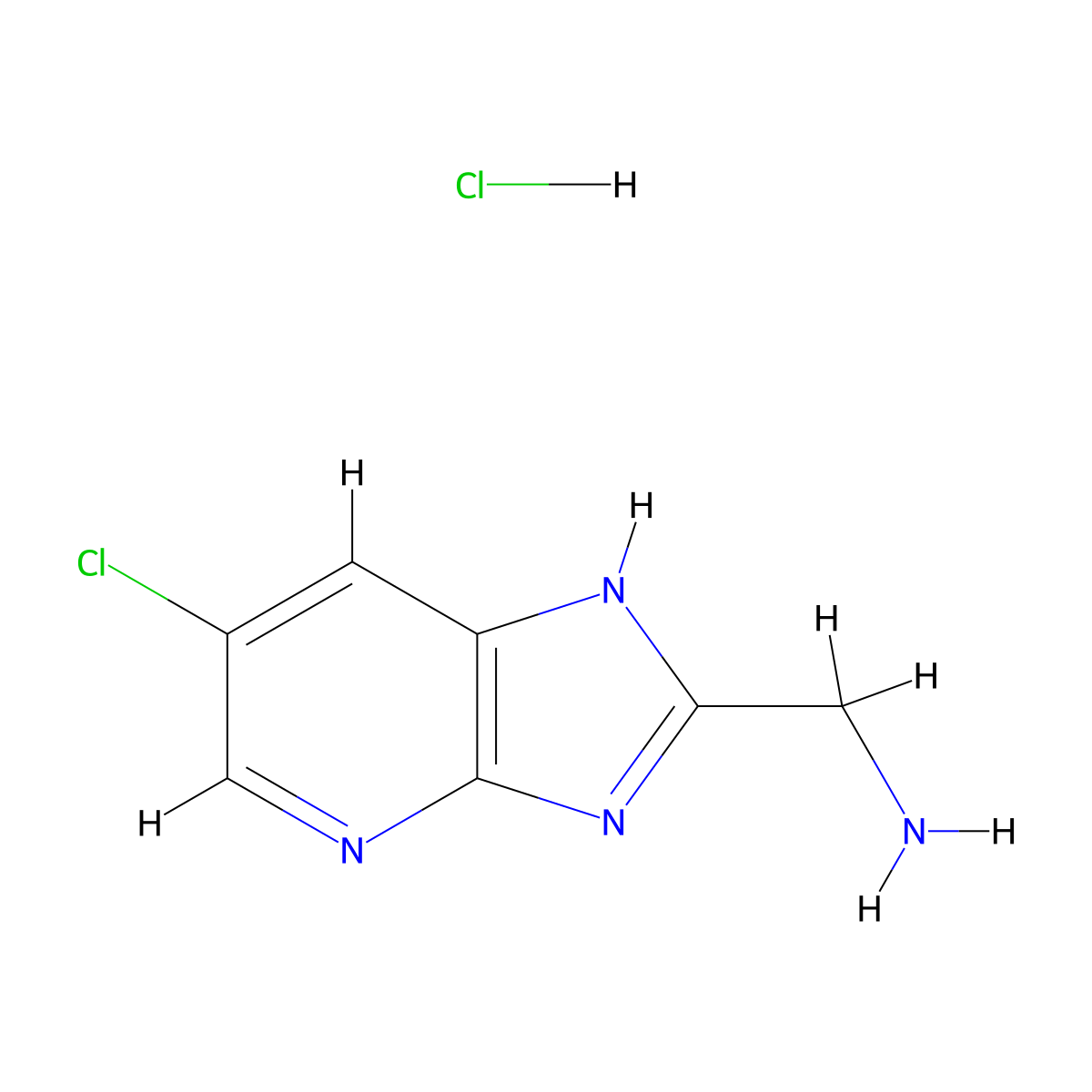 1-{6-chloro-3H-imidazo[4,5-b]pyridin-2-yl}methanamine hydrochloride molecular structure, CAS 2995284-37-0