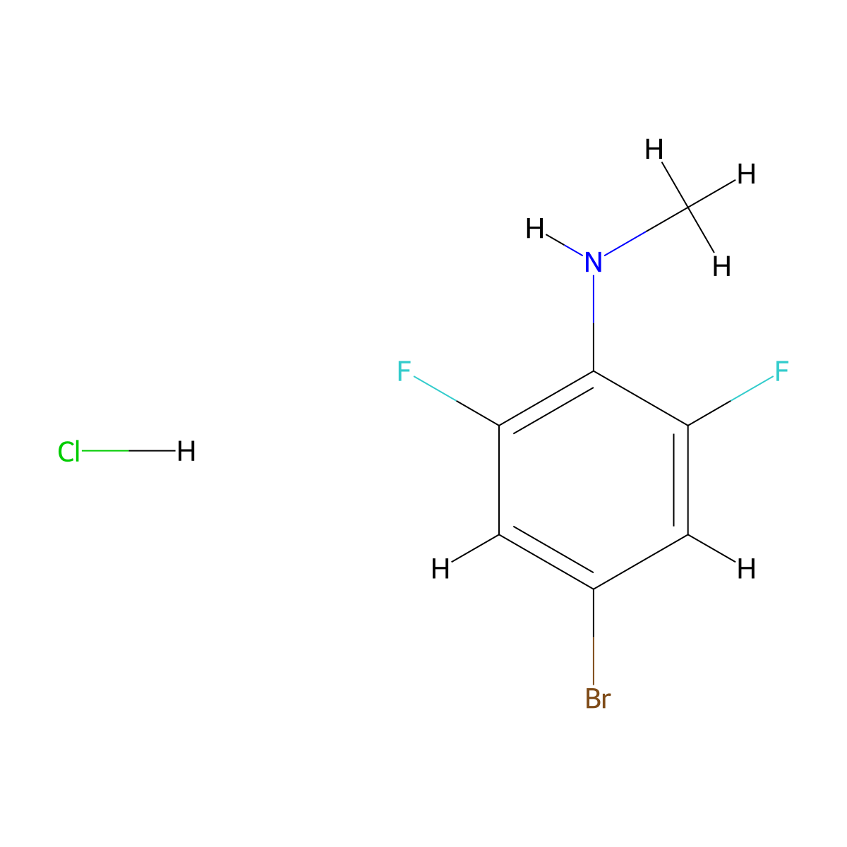 4-bromo-2,6-difluoro-N-methylaniline hydrochloride molecular structure, CAS 2995284-42-7