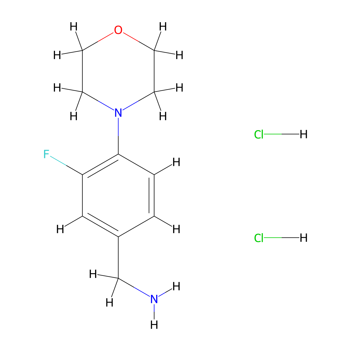 1-[3-Fluoro-4-(morpholin-4-yl)phenyl]methanamine dihydrochloride molecular structure, CAS 2995284-45-0