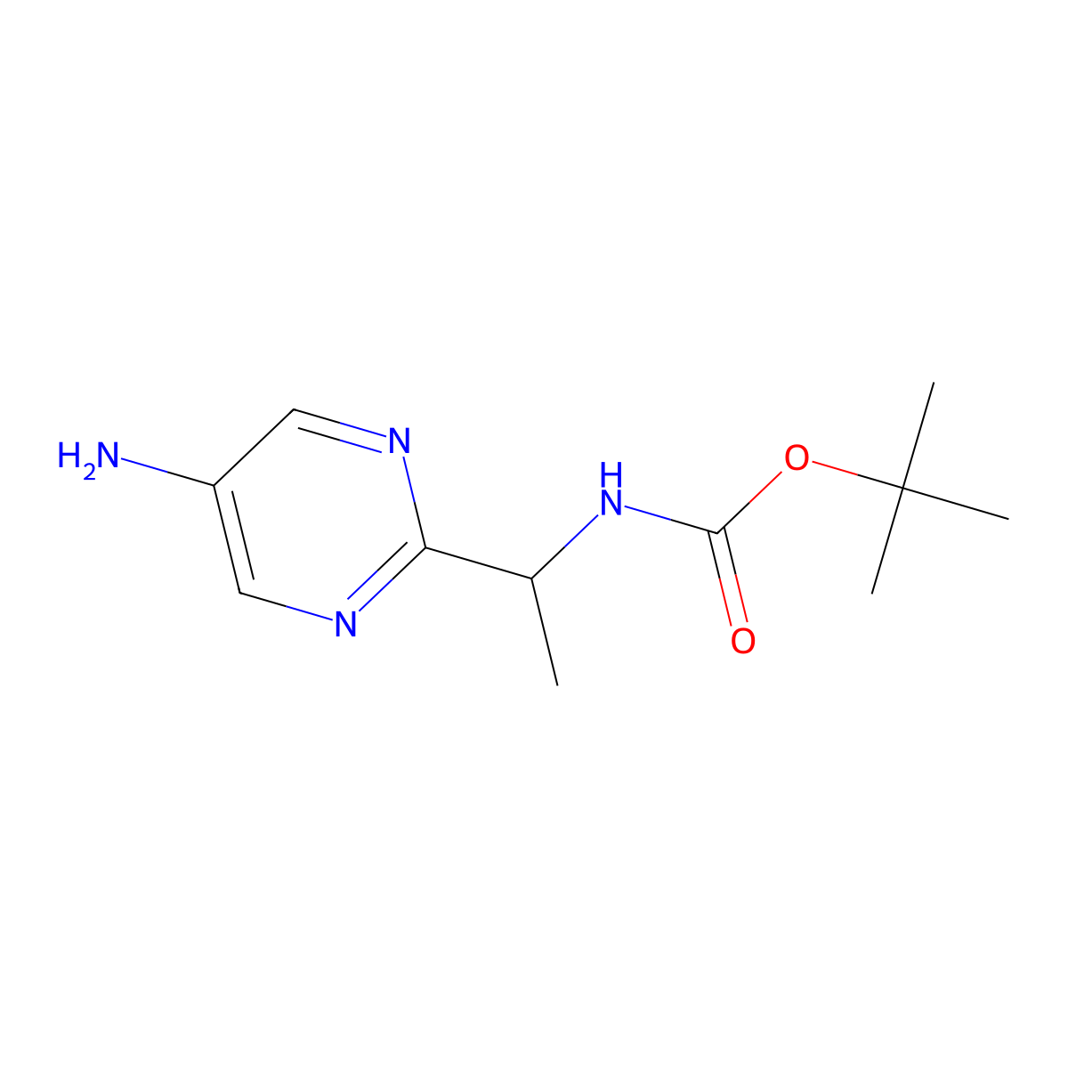 tert-butyl N-[1-(5-aminopyrimidin-2-yl)ethyl]carbamate molecular structure, CAS 2995284-46-1